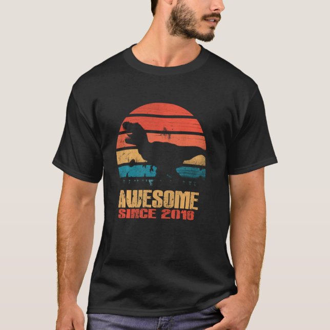 Awesome Since 2016 Dinosaur 3rd Birthday 3 Years O T-Shirt (Front)
