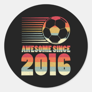 Awesome Since 2016 Soccer Vintage Gifts For Boys Classic Round Sticker