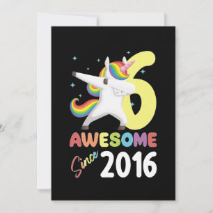 AWESOME Since 2016 Unicorn Birthday 6 Kids Invitation