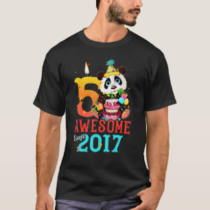 Awesome Since 2017 5 Years Old Panda 5th Birthday T-Shirt