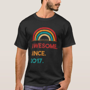 Awesome Since 2017 5Th Birthday Rainbow Gifts Born T-Shirt