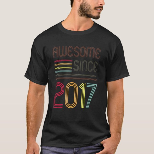 Awesome Since 2017 Birthday  For 5 Year Old Boys G T-Shirt (Front)