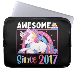 Awesome Since 2017 Girl Unicorn Birthday Celebrati Laptop Sleeve