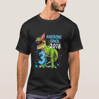 Awesome Since 2018 3Rd Birthday T Rex Dinosaur Boy T-Shirt