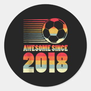 Awesome Since 2018 Soccer 8th Birthday Tank Top  Classic Round Sticker