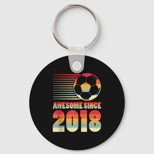 Awesome Since 2018 Soccer 8th Birthday Tank Top  Key Ring (Front)