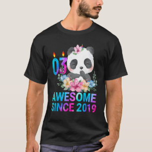 Awesome Since 2019 Cute Panda 3 Years Old 3 Birthd T-Shirt