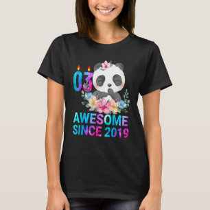 Awesome Since 2019 Cute Super's Panda 3 Years Old T-Shirt