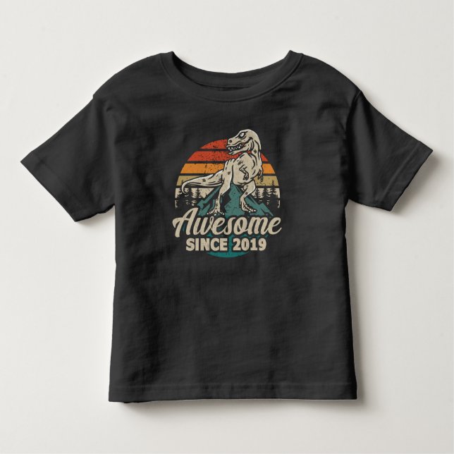 Awesome Since 2019 Dinosaur 4 Year 4th Birthday Toddler T-Shirt (Front)