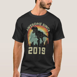 Awesome Since 2019 Dinosaur Three Rex Birthday Par T-Shirt