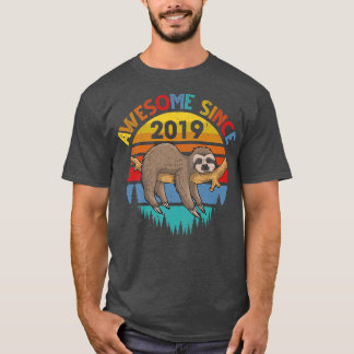 Awesome Since 2019 Sloth Birthday 3 Years old Birt T-Shirt
