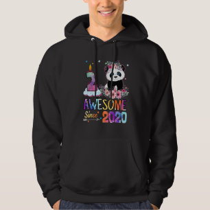 Awesome Since 2020 2nd Birthday 2 Year Old Panda U Hoodie