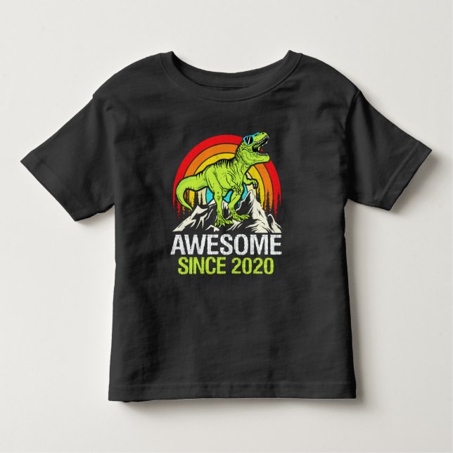 Awesome Since 2020 Dinosaur 3 Year 3rd Birthday Toddler T-Shirt (Front)