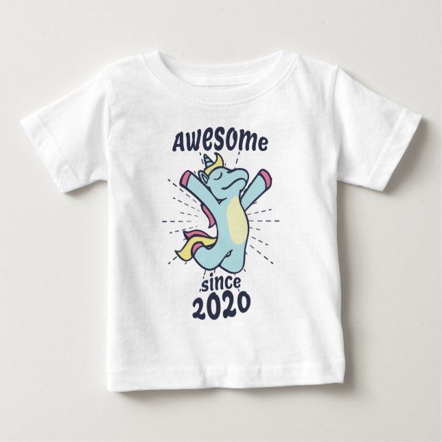 Awesome Since 2020 - Kids Birthday Unicorn Baby T-Shirt (Front)