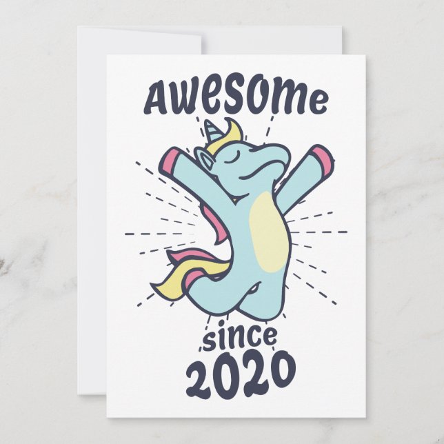 Awesome Since 2020 - Kids Birthday Unicorn Invitation (Front)