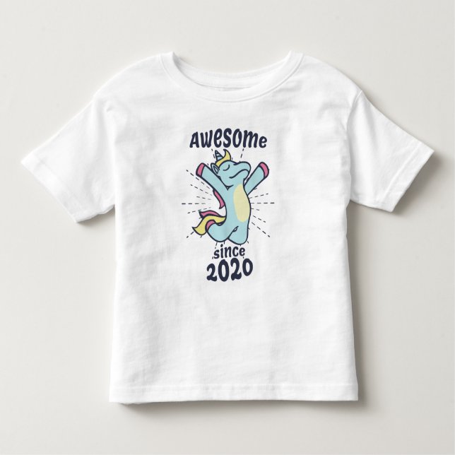 Awesome Since 2020 - Kids Birthday Unicorn Toddler T-Shirt (Front)