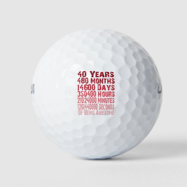 Awesome since 40 years 40th Birthday Gift Golf Balls (Front)