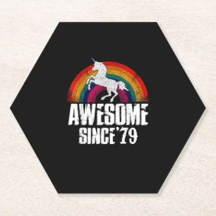 Awesome Since 79 Unicorn Vintage Funny Birthday Gi Paper Coaster