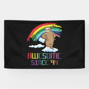 Awesome Since '94 29th Birthday Sloth Rainbow Banner