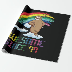 Awesome Since '99 24th Birthday Sloth Rainbow Wrapping Paper