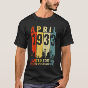 Awesome Since April 1933 89th Birthday Vintage Ret T-Shirt