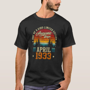 Awesome Since April 1933 Vintage 89th Birthday T-Shirt