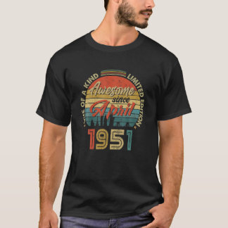 Awesome Since April 1951 Vintage 71Th Birthday T-Shirt
