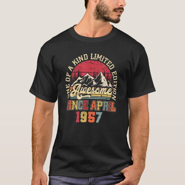 Awesome Since April 1957 65th Birthday 65 Years Ol T-Shirt (Front)