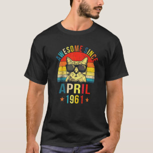 Awesome Since April 1961 61st Birthday Cat T-Shirt