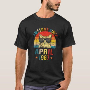 Awesome Since April 1967 55Th Birthday Gift Cat Lo T-Shirt