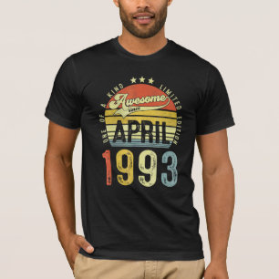 Awesome Since April 1993 Vintage 29th Birthday For T-Shirt