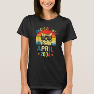 Awesome Since April 2004 18th Birthday Cat T-Shirt