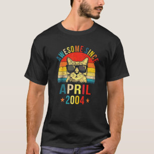 Awesome Since April 2004 18th Birthday Cat T-Shirt