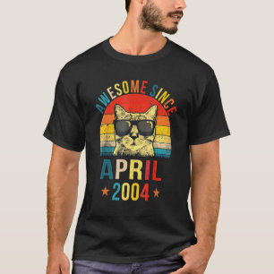 Awesome Since April 2004 18th Birthday  Cat T-Shirt