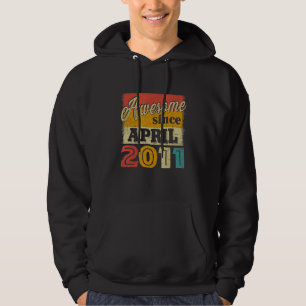 Awesome Since April 2011 Vintage 11th Birthday For Hoodie