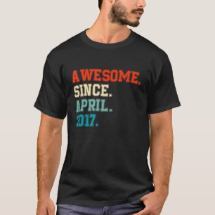 Awesome Since April 2017 5 Years Old Boy 5th Birth T-Shirt