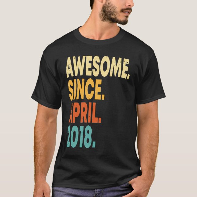 Awesome Since April 2018 5th Birthday Boy 5 Years  T-Shirt (Front)