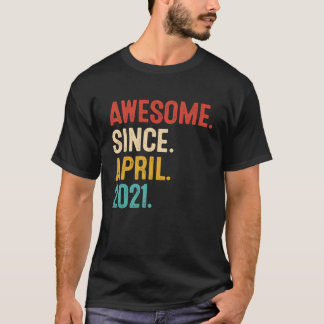 Awesome Since April 2021 2nd Birthday Retro 2 Year T-Shirt