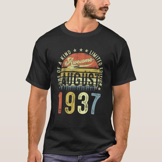 Awesome Since August 1937 85 Years Old 85th Birthd T-Shirt (Front)
