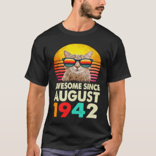 Awesome Since August 1942 81st Birthday Cat T-Shirt