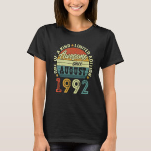 Awesome Since August 1992 30 Years Old 30th Birthd T-Shirt
