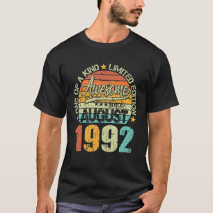 Awesome Since August 1992 30 Years Old 30th Birthd T-Shirt