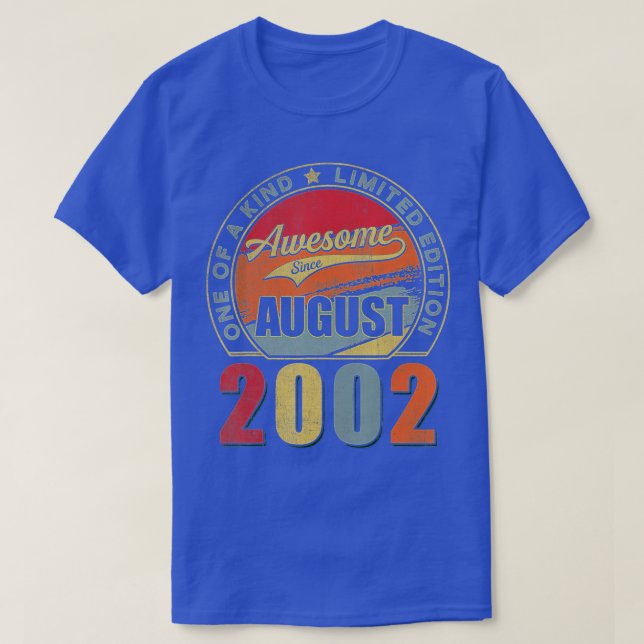 Awesome Since August 2002 20 Years Old 20th Birthd T-Shirt (Design Front)