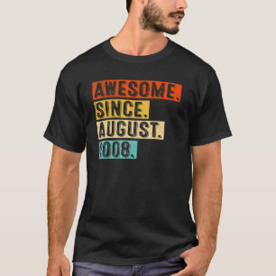 Awesome Since August 2008 Vintage 14th Birthday T-Shirt