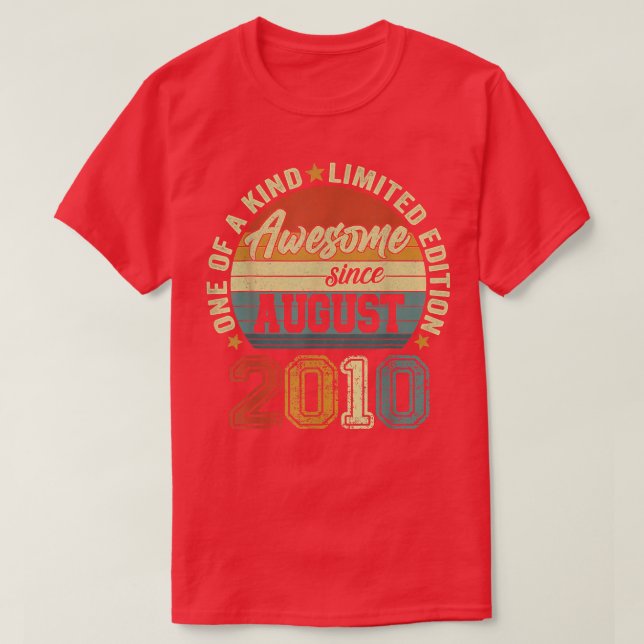Awesome Since August 2010 12th Birthday 12 Years O T-Shirt (Design Front)