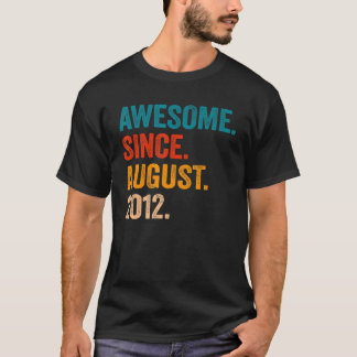 Awesome Since August 2012 10th Birthday 10 Years T-Shirt