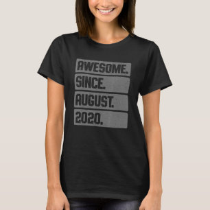 Awesome Since August 2020 3 Years Old 3rd Birthday T-Shirt