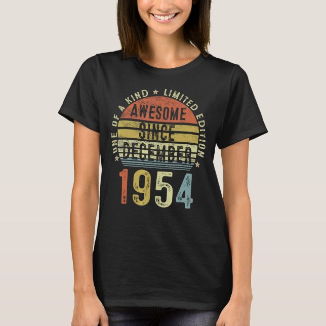 Awesome Since December 1954 68 Years Old 68th Birt T-Shirt (Front)