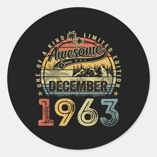 Awesome Since December 1963 60 60Th Classic Round Sticker (Front)