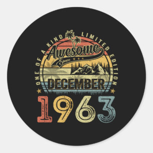 Awesome Since December 1963 60 60Th Classic Round Sticker